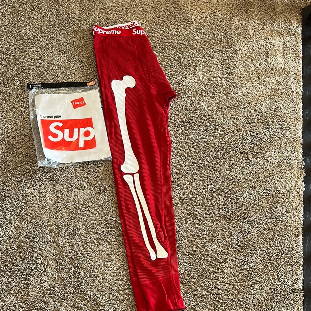 Supreme Red Skeleton Thermal Pants Medium